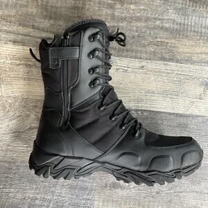Blackhawk Street BT01BK115M Boots Size 11.5 Leather Canvas Side Zipper sz 11-1/2
